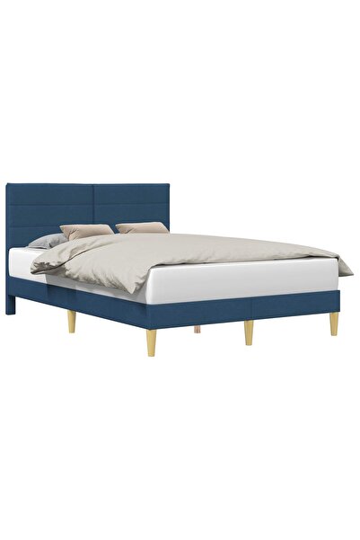 vidaxl Cadru de pat cu headboard albastru 120 x 200 cm Țesătură