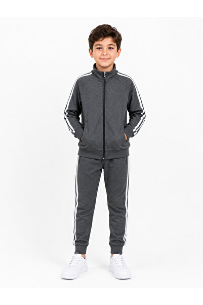 Marco Ferry Boy's Cotton Stand Collar Tracksuit Set 26103 - Anthracite Melange