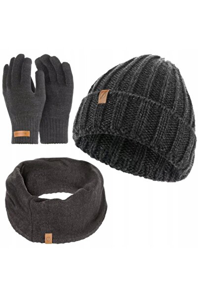 Brødrene Set de iarna, 3 in 1, Pentru barbati, Acril, Circumferinta 57-60, Negru