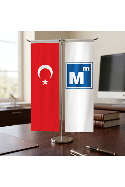 puntodizayn Mali Müşavir ve Türk Bayrağı Kırlangıç T tipi Masa Bayrak Takımı