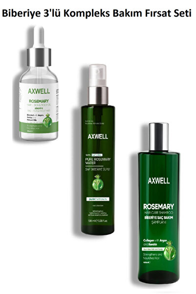 Axwel Cosmetics Biberiye Saç ve Cilt Bakımı için Serum Şampuan ve Saf Biberiy...