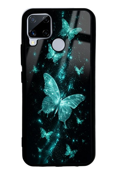 Spoyi Realme C15 Turquoise Galaxy Butterfly Design Glossy Phone Case
