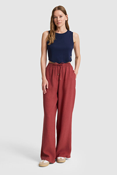 U.S. Polo Assn. Pantaloni de damă din pânză vișinie 50321992-VR223