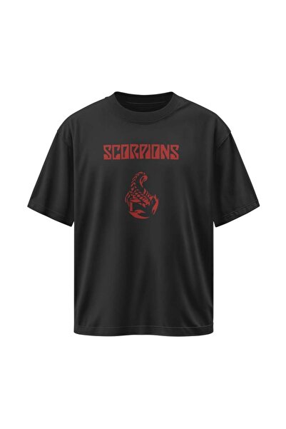 buzagi tasarım ürünleri Scorpions Unisex Oversize Black T-Shirt