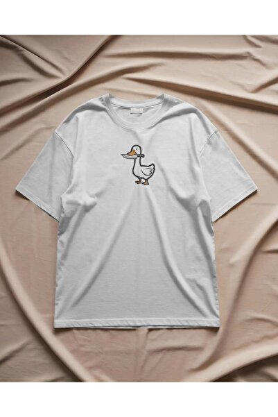 buzagi tasarım ürünleri Alpha Male Unisex Oversize White T-Shirt