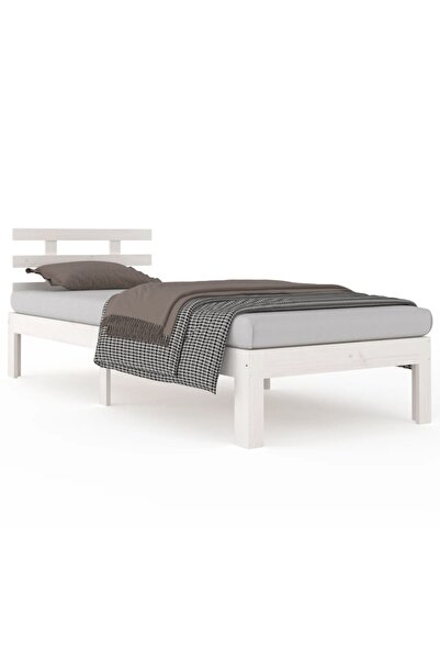 vidaxl Cadru de pat, alb, 90x200 cm, lemn masiv de pin