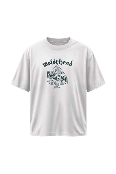 buzagi tasarım ürünleri Motörhead Unisex Oversize White T-Shirt