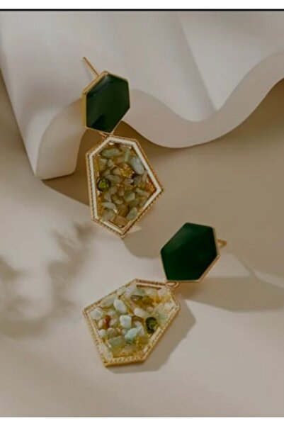 moonlightavm Korean Style Green Stone Earrings