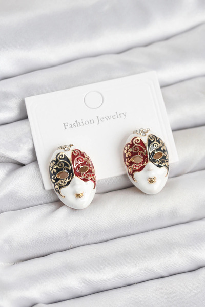 Generic Brand Maske Model Brass Women's Earrings