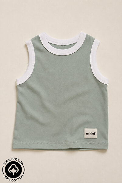 Miniel Unisex 100% Cotton Baby Kids Summer Undershirt with Braided Arma Detail