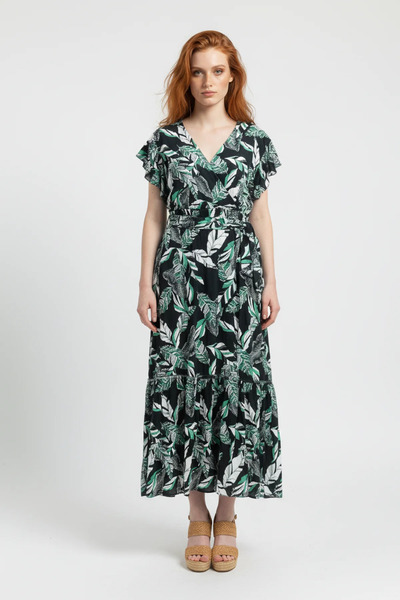 No Matter What Short Sleeve Floral Double Breasted Collar Midi Dress