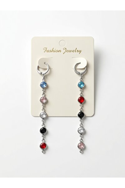 Bluw Jewelry Colorful Round Stone Long Earrings