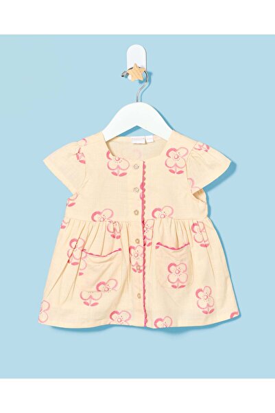 REDTAG Infant Girls Cream Printed Dress