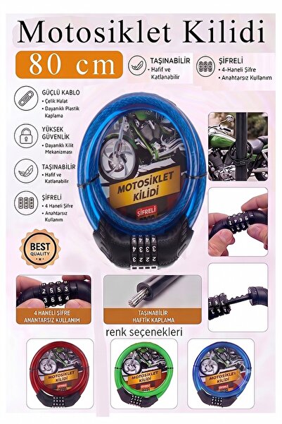 Artmaster Lacăt pentru motocicletă cu combinație albastră 80 cm 1 bucată K-36...