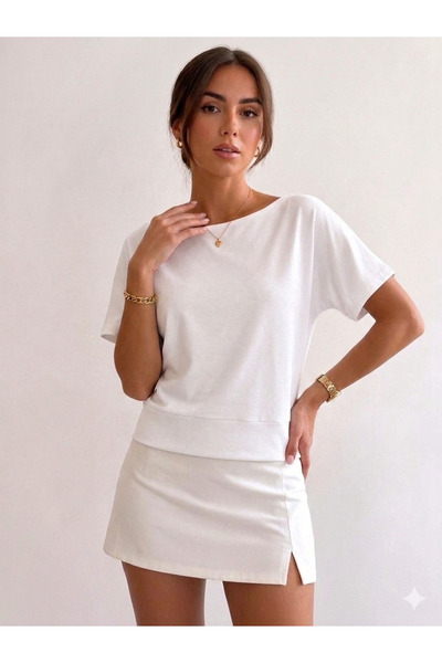 EAS GİYİM Women's Modal Fabric Boat Neck T-Shirt