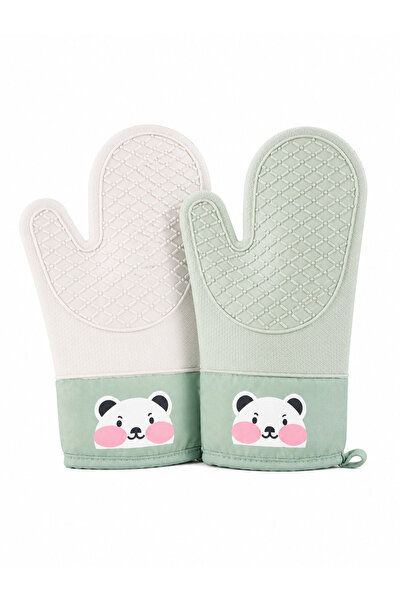 Aşkana Most Preferred Cute Panda Patterned Silicone Kitchen Glove,28.5 Cm,Hea...