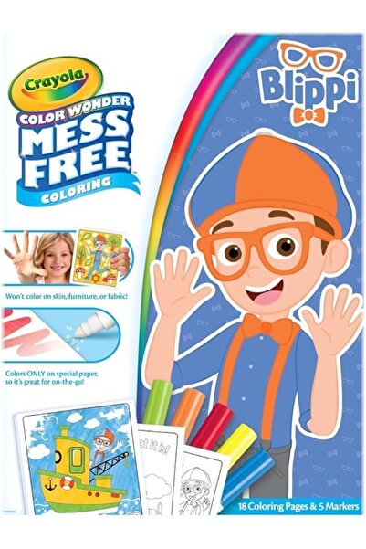 Blippi Crayola Color Wonder Mess-Free Coloring Set with 18 Blippi-Themed Colo...