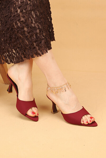 Nilsa Shoes Women's Thin Heeled Satin Evening Dress Slippers Heeled Shoes