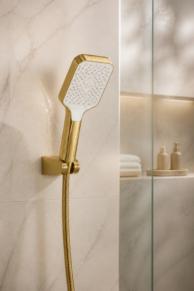İSAOĞLU YAPI Mat Gold Duş Seti ve Alt Banyo Bataryası Seti Duş Sistemi Fırçal...