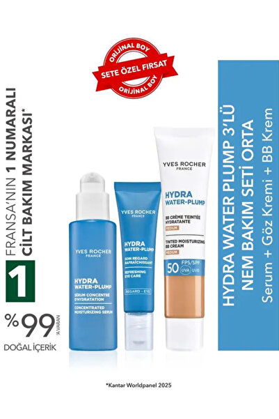 Yves Rocher Hydra Water Plump Cilt Nemlendirme ve Kusursuz Görünüm Seti Orta ...