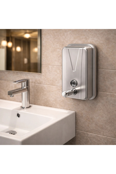 ÇELİK BANYO 71-018 موزع صابون عمودي سعة 1000 مل مع زر ضغط 304