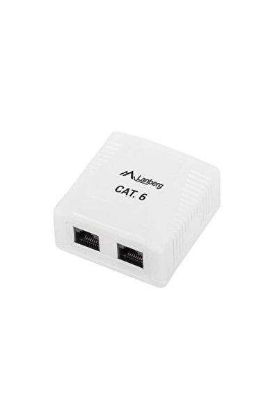 Lanberg Двоен UTP Cat 6 контакт, неекраниран, 40425, за повърхностен монтаж, ...