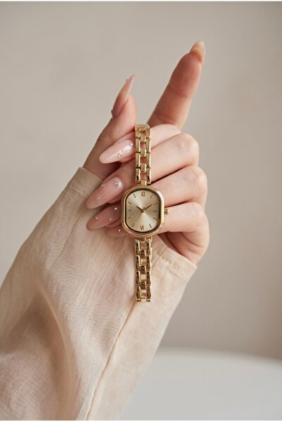 KLISHE Butik Women's Steel Watch Gold Color Oval Case Vintage Old Money Luxur...