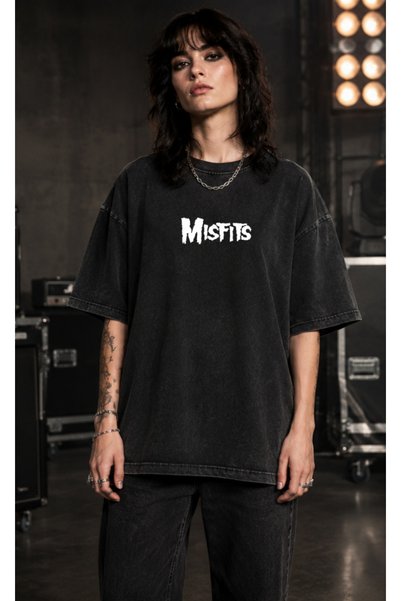 OPPPSSS Misfits štampana isprana oversized majica, uniseks, majica sa gotički...