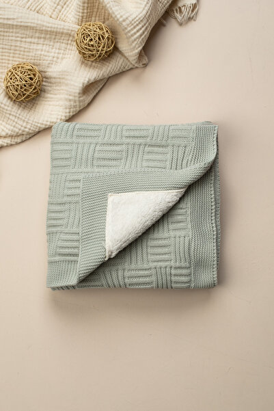 Mielco Straw Pattern Knitwear Baby Blanket with Plush Inside
