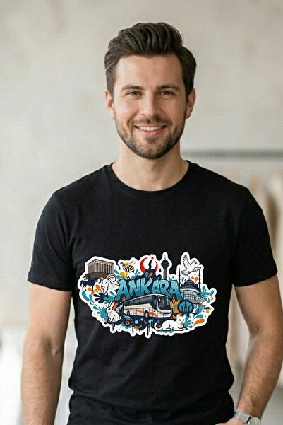 Baran Işık Ankara City Symbols Printed 100% Cotton Unisex T-Shirt – Anıtkabir...