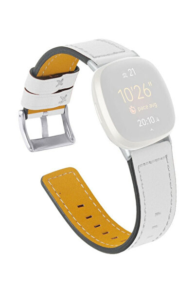 OEM Λουράκι Fitbit Versa 3 Δερμάτινο Λευκό (για Galaxy Watch 42mm)