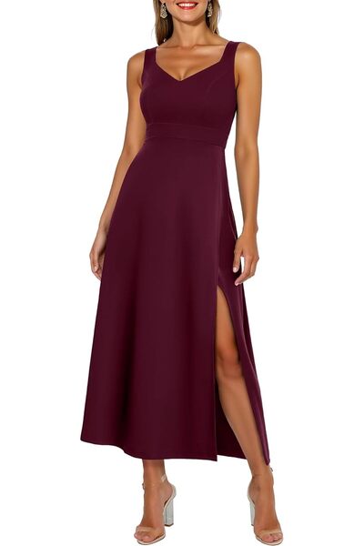 OEM Rochie de Seară Cocktail Maxi cu Șliț Elegantă Vișinie L