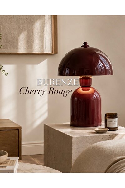 burenze Cherry Rouge Abajur Bordo Vişne Renk Metal Gövde Abajur E-27 Duy