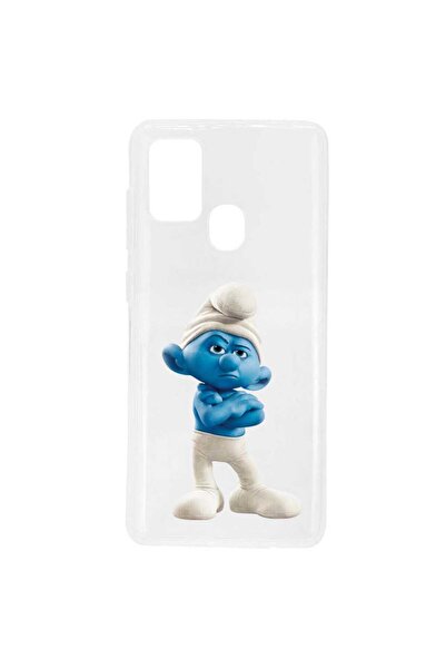 OEM Θήκη συμβατή με Samsung Galaxy A21s, διαφανής σιλικόνης με σχέδιο Στρουμφ