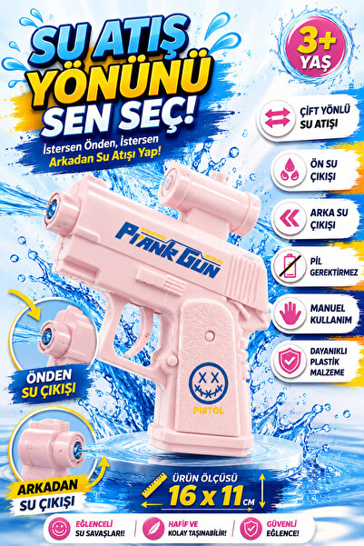 hak-iş oyuncak Pembe Çift Yönlü Şaka Su Tabancası 16x11 cm – 3+ Yaş