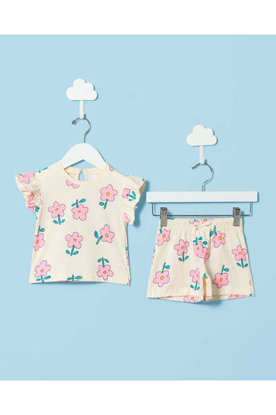 REDTAG Infant Girls Cream floral All Over print Casual Set