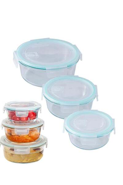 Generic TYCOM Glass Meal Prep Containers (3 pcs Round) - Glass Food Storage C...