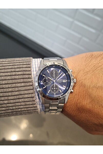 Seiko Steel Bracelet Navy Blue Dial 10 Atm Water Resistant Men Wristwatch