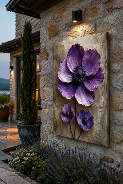Mgi Design Tablou pe pânză cu flori de anemonă violet – Decor de perete flora...