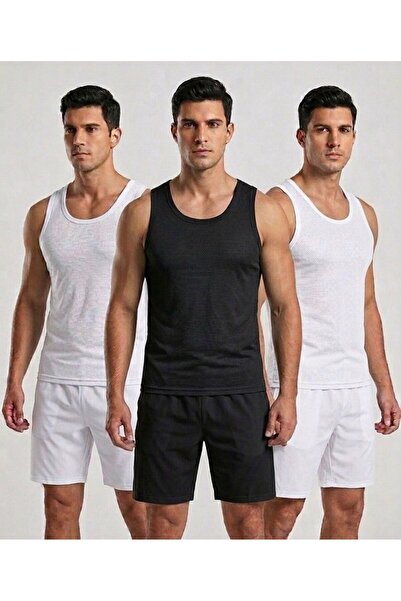 Pimody Men's 3-Piece Bamboo Breathable Special Texture Jacquard Undershirt