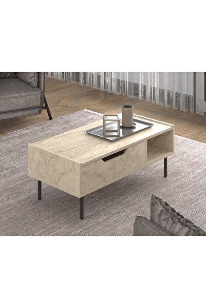 MERT SERT MOBİLYA İmroz Orta Sehpa 90cm x 45cm Metal Ayaklı