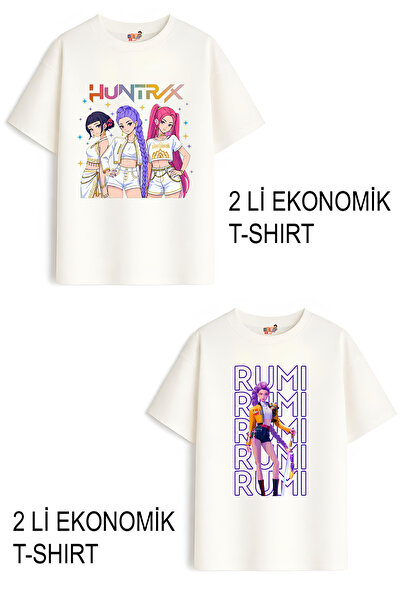 Belya Kids Wear Girl's 9 Hunters Huntrix Design 2-Pack Economical Package T-S...