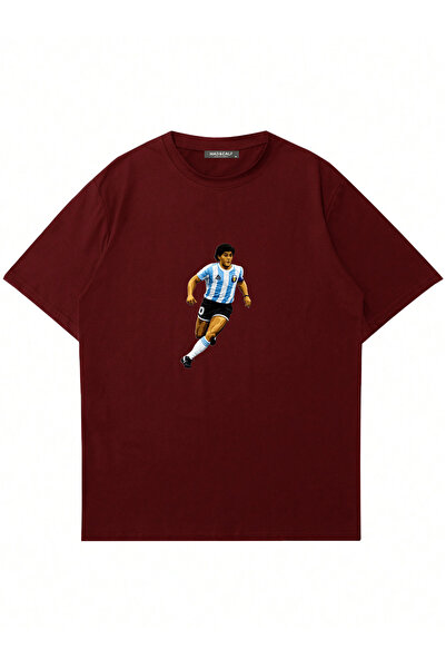 Mad&Calf Unisex Diego Maradona Printed Crew Neck Oversize Tshirt