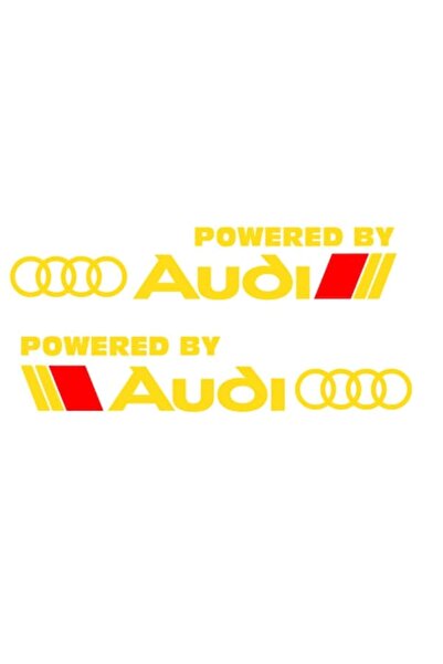 OEM Set de 2 autocolante Audi, Powered by Audi, Auriu, 40 cm x 8.5 cm