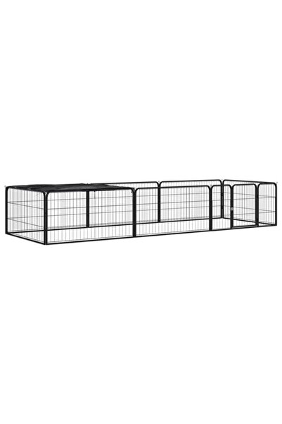 vidaxl Țarc pentru câini cu 8 panouri, negru, 100 x 50 cm, din oțel vopsit el...