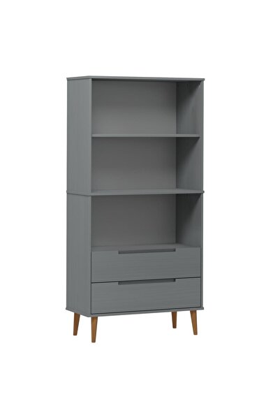 vidaxl Bibliotecă „MOLDE” gri, 85x35x170,5 cm, lemn masiv de pin
