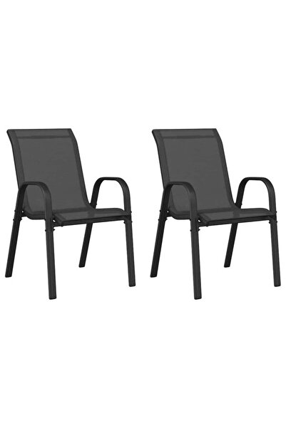 vidaxl Scaune de grădină stivuibile, 2 buc., negre, textilen