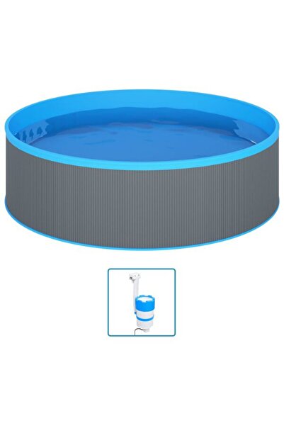 vidaxl Piscină cu valuri, skimmer suspendat cu pompă, gri, 350 x 90 cm