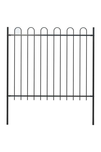 vidaxl BOXTEL Gard de grădină cu vârfuri circulare din oțel, 181 x 150 cm, Negru