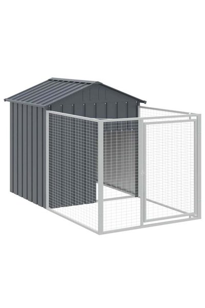 vidaxl Cușcă pentru câini cu țarc, antracit, 117 x 201 x 123 cm, oțel galvanizat